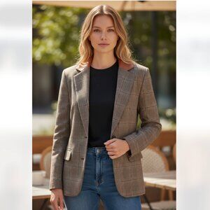 NWT STEVE MADDEN Oversize Faux Leather Trim Blazer IN CAMEL